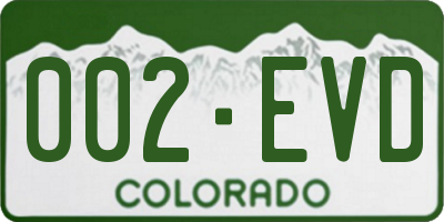 CO license plate 002EVD