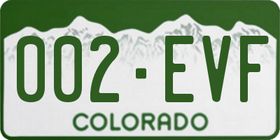 CO license plate 002EVF