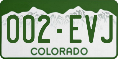 CO license plate 002EVJ