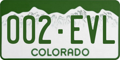 CO license plate 002EVL