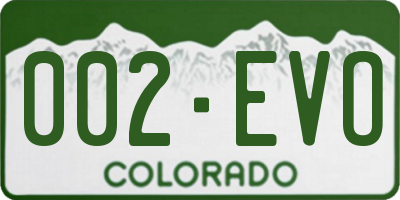 CO license plate 002EVO