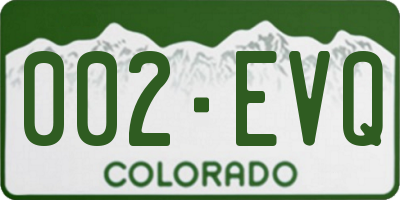 CO license plate 002EVQ