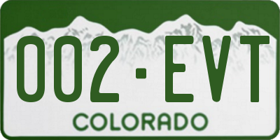 CO license plate 002EVT