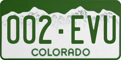 CO license plate 002EVU