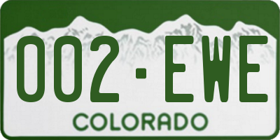 CO license plate 002EWE