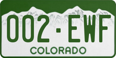 CO license plate 002EWF