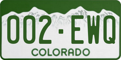 CO license plate 002EWQ