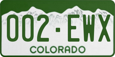 CO license plate 002EWX