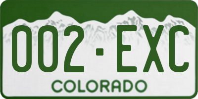 CO license plate 002EXC