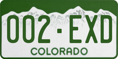 CO license plate 002EXD