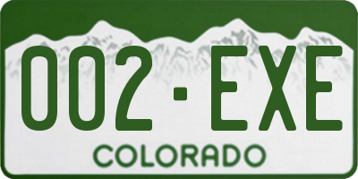 CO license plate 002EXE