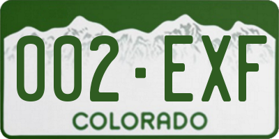 CO license plate 002EXF