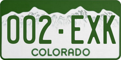 CO license plate 002EXK