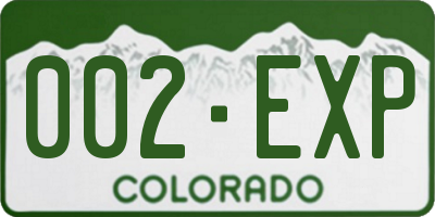 CO license plate 002EXP