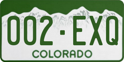 CO license plate 002EXQ