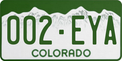 CO license plate 002EYA