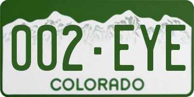 CO license plate 002EYE