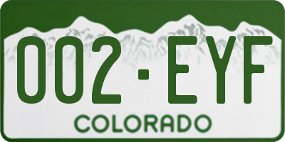 CO license plate 002EYF