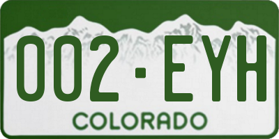 CO license plate 002EYH