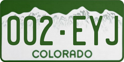 CO license plate 002EYJ