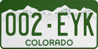 CO license plate 002EYK