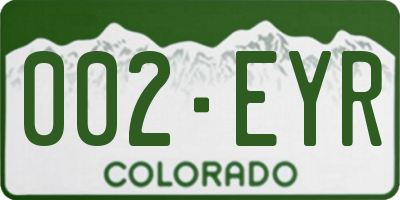 CO license plate 002EYR