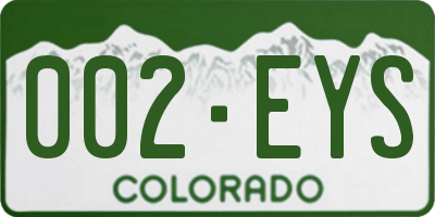 CO license plate 002EYS