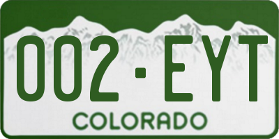 CO license plate 002EYT