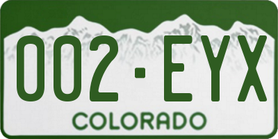 CO license plate 002EYX