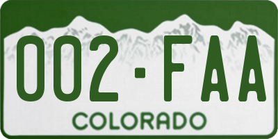 CO license plate 002FAA