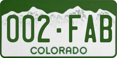CO license plate 002FAB