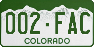 CO license plate 002FAC
