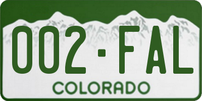 CO license plate 002FAL