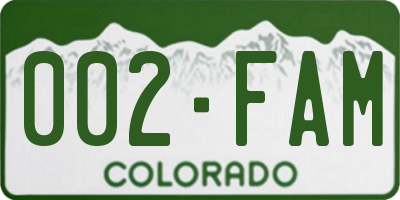 CO license plate 002FAM