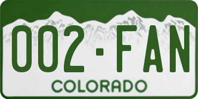 CO license plate 002FAN