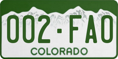 CO license plate 002FAO