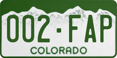 CO license plate 002FAP