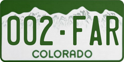 CO license plate 002FAR