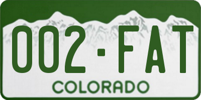 CO license plate 002FAT