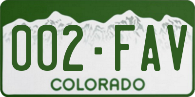 CO license plate 002FAV