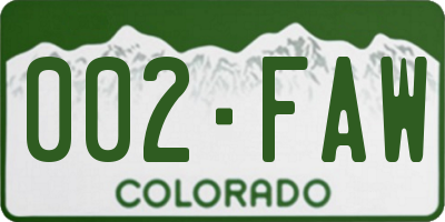 CO license plate 002FAW