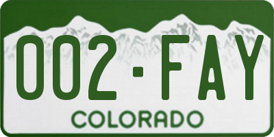 CO license plate 002FAY