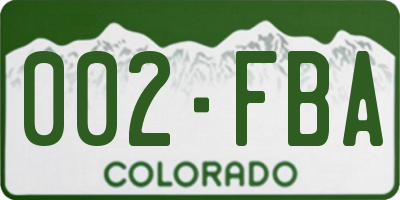 CO license plate 002FBA