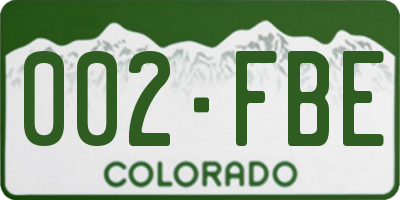 CO license plate 002FBE