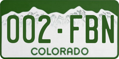 CO license plate 002FBN