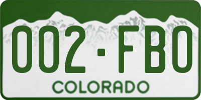 CO license plate 002FBO