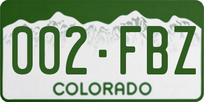 CO license plate 002FBZ