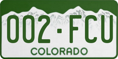 CO license plate 002FCU