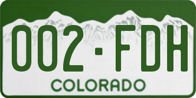 CO license plate 002FDH