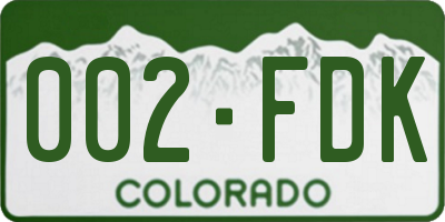 CO license plate 002FDK